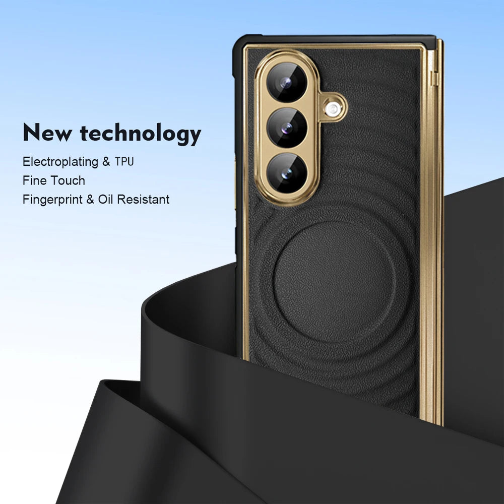 Samsung Galaxy Z Fold 7 Premium Magnetic Leather Case