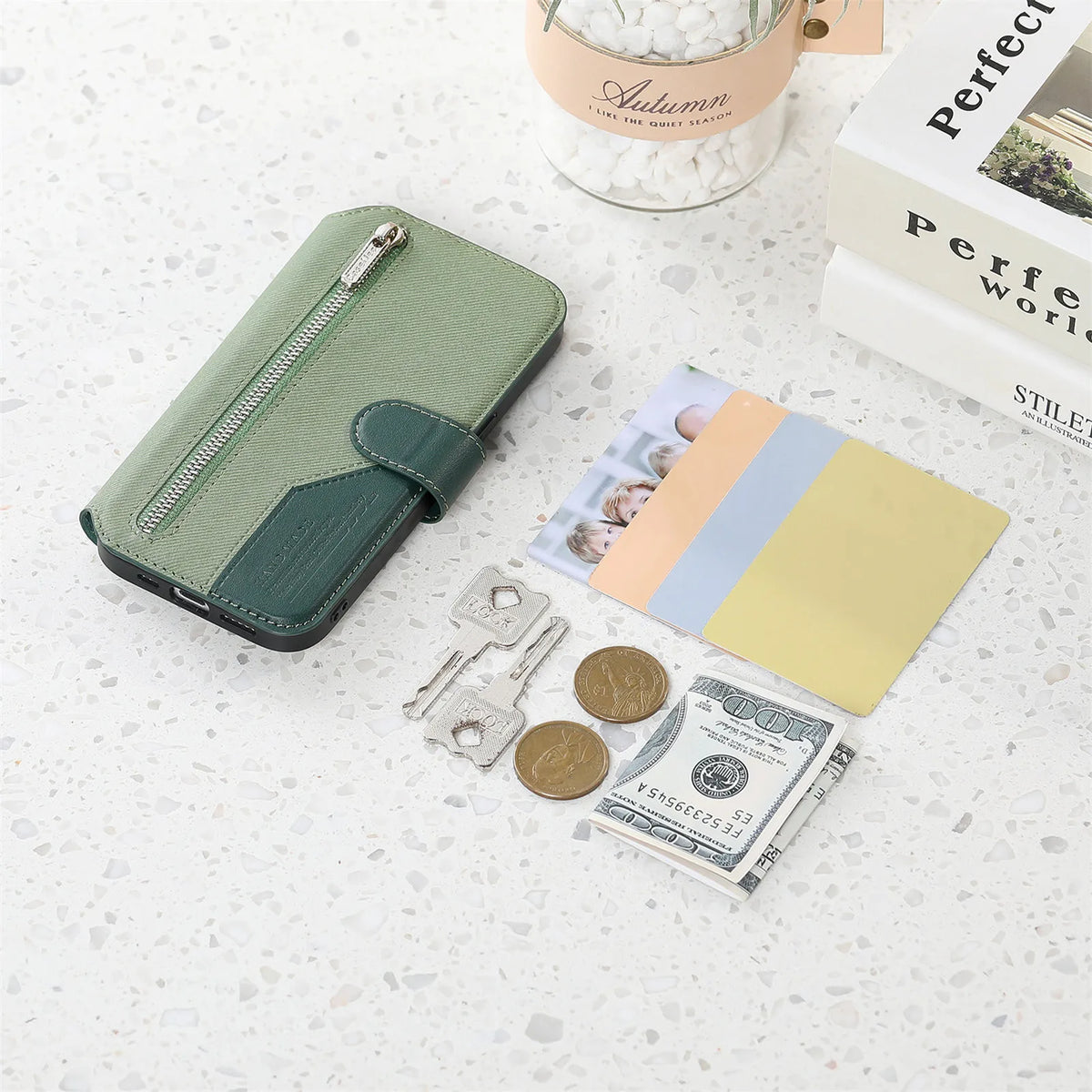 Detachable Magnetic Leather Flip Wallet Case with Kickstand for Samsung Galaxy S22 Series