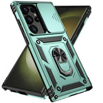 Military Grade Slide Camera Lens Armor Case with Ring Stand for Samsung Galaxy S25 Series
