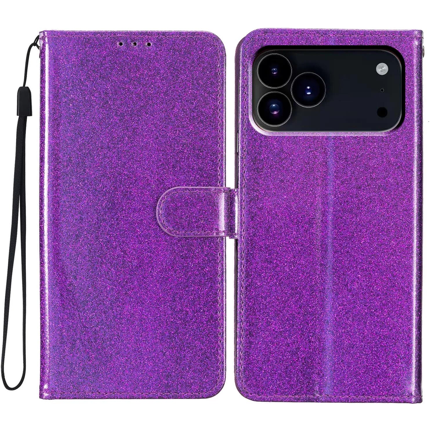 Glitter Magnetic Cards Slot Leather Wallet Case For iPhone 17 Series