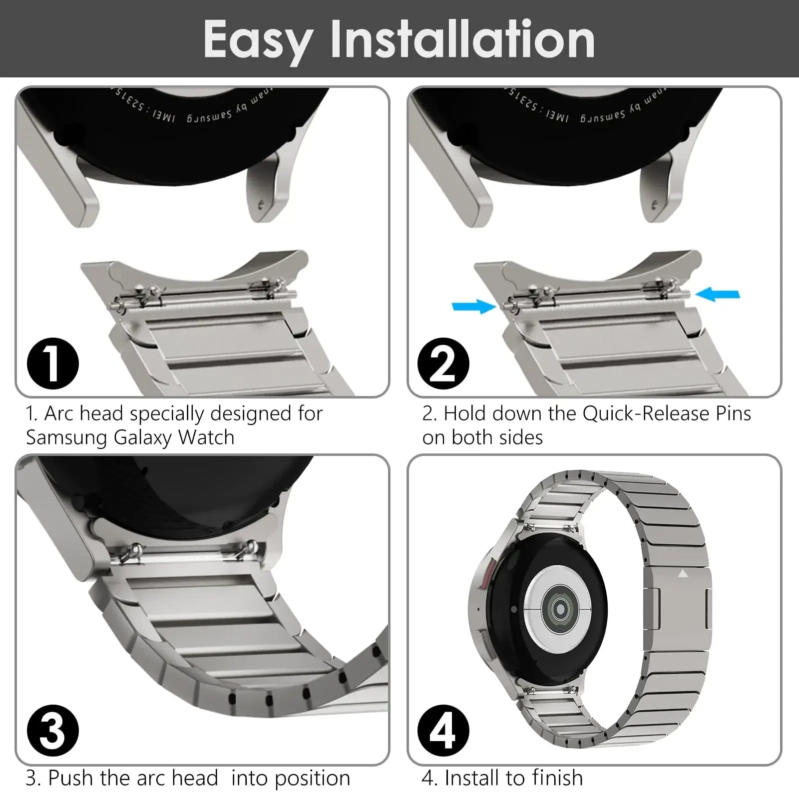 No Gaps Magnetic Stainless Steel Strap for Samsung Galaxy Watch 7 - Sleek & Secure