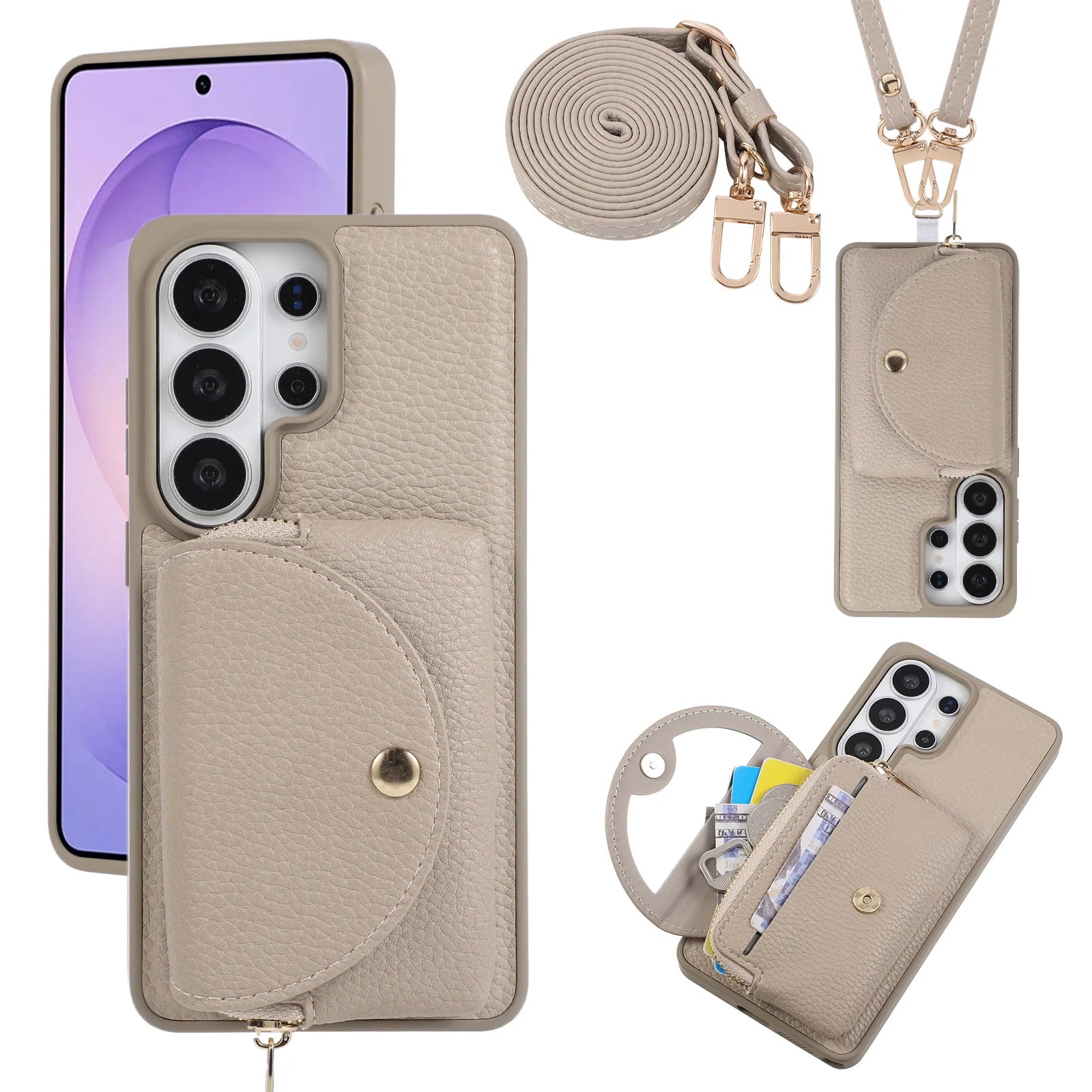 Litchi PU Leather Wallet Case for Samsung Galaxy S26 Series