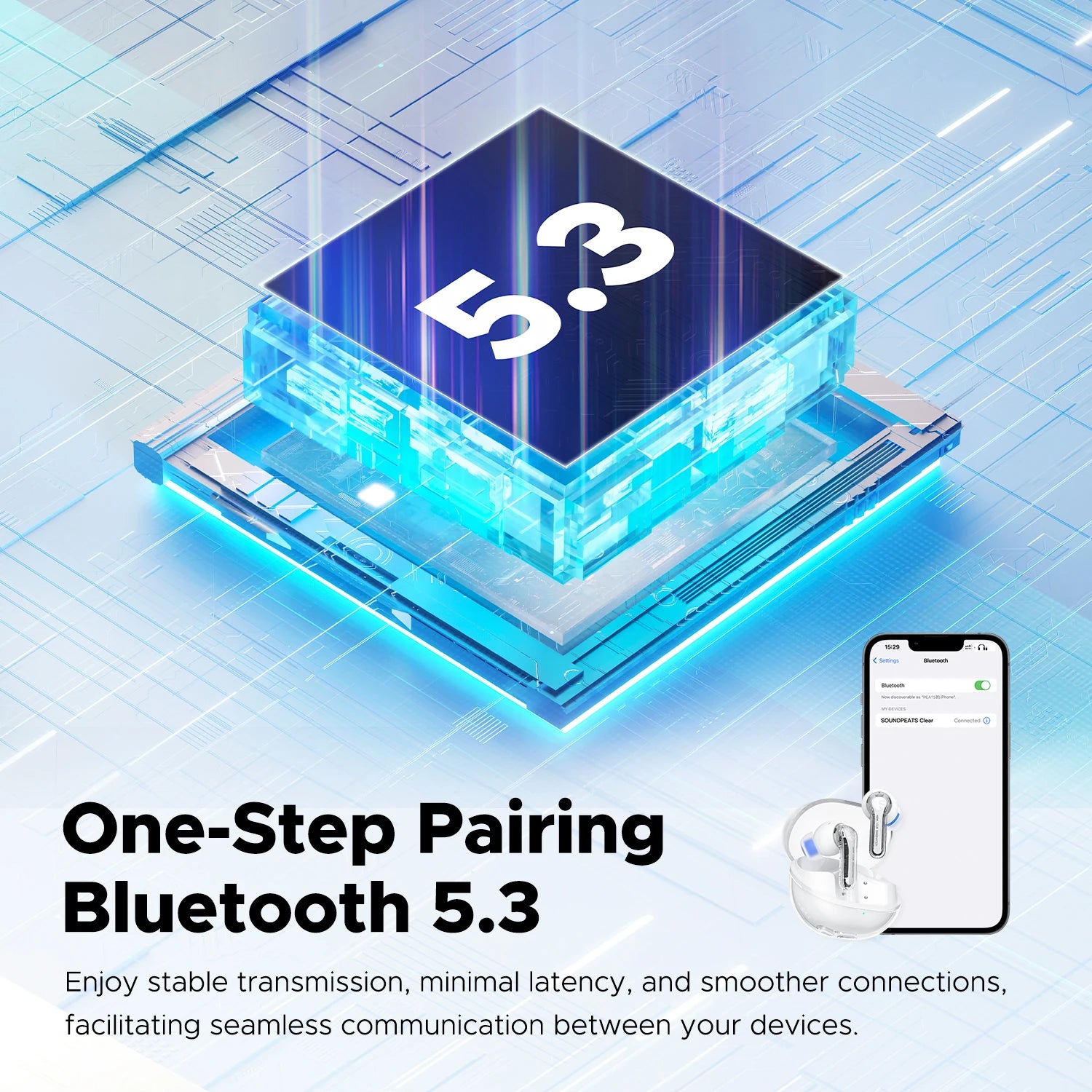 SoundPEATS Clear Transparent Series Wireless Earbuds