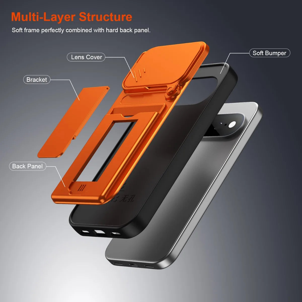 Matte Sliding Lens Protection Case with Fold-Out Kickstand for Google Pixel 11 Series