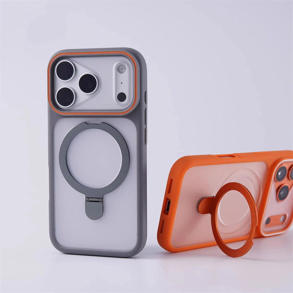 Shockproof Translucent MagSafe Kickstand Case with Raised Camera Ring for iPhone 18 Series