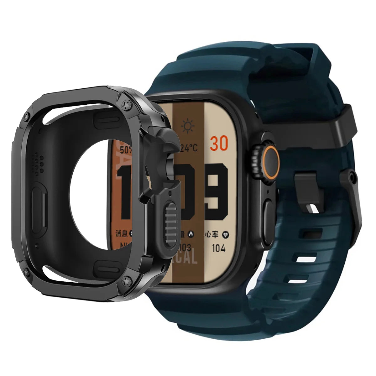 Sport Silicone Band with TPU+PC Bumper Case for Apple Watch