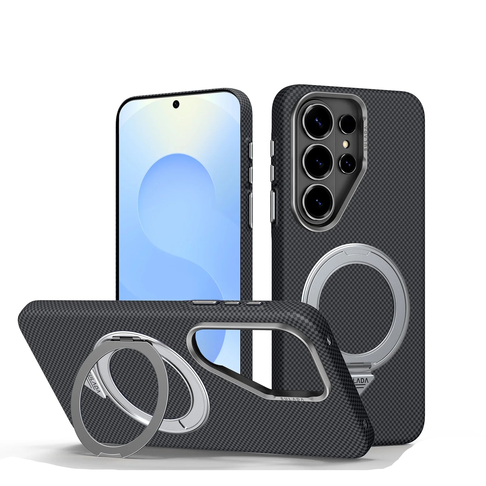 Premium Magnetic Carbon Fiber Case with 360 Kickstand for Samsung Galaxy S26 Series