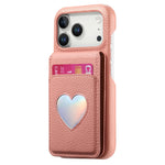 Lychee Pattern Love Heart Leather Wallet Case with Mirror & RFID Protection for iPhone 17 Series
