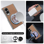 Premium Lychee Pattern Magnetic Leather Case with Ring Holder for Samsung Galaxy Z Fold 8
