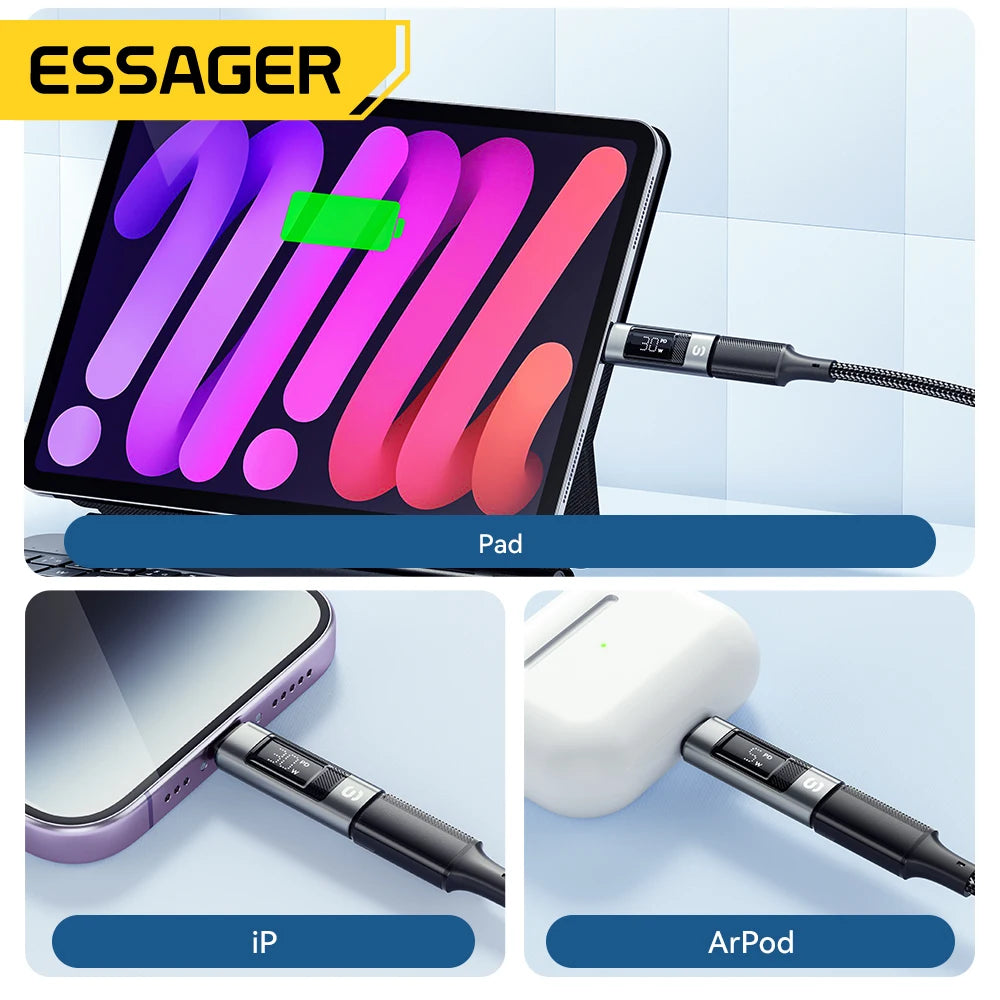 Essager USB-C to Lightning OTG Adapter with Digital Display