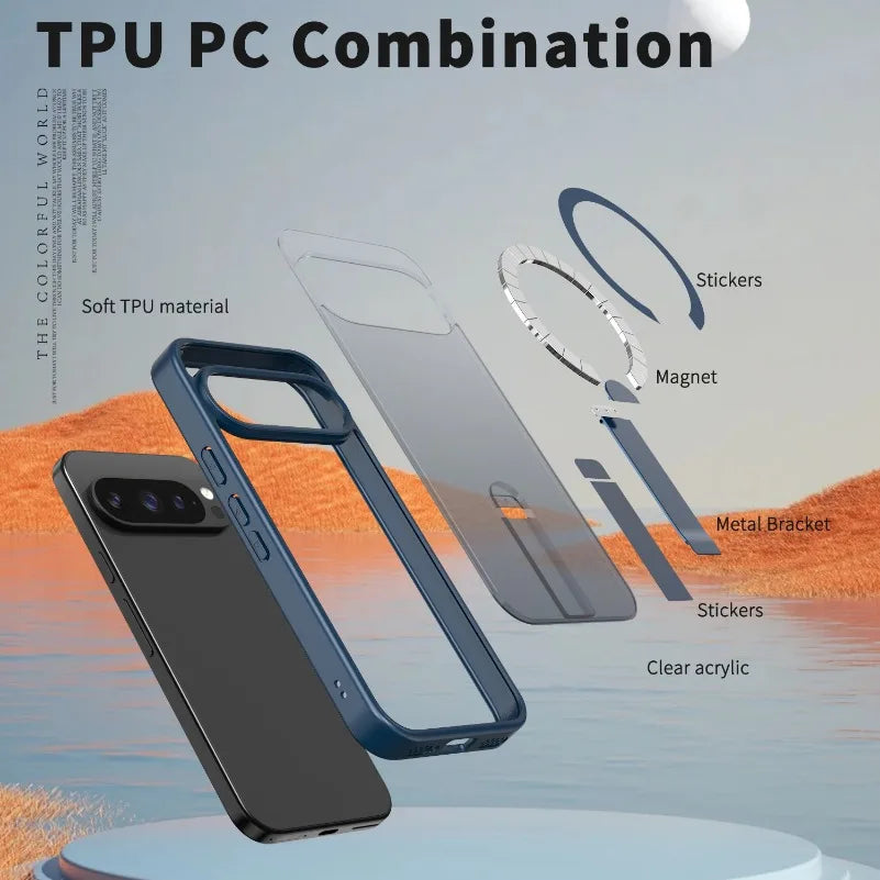 Google Pixel 9 Series Matte Magnetic Slim Case with Kickstand