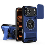 iPhone 17 Series MagSafe Case with Lens Slide Cover and 360° Ring Stand