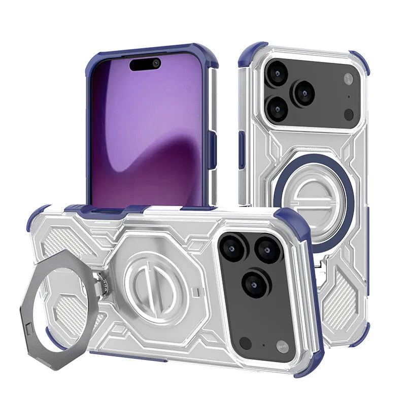Shockproof Magnetic Case for iPhone 17 Series with 360° Rotating Ring Holder