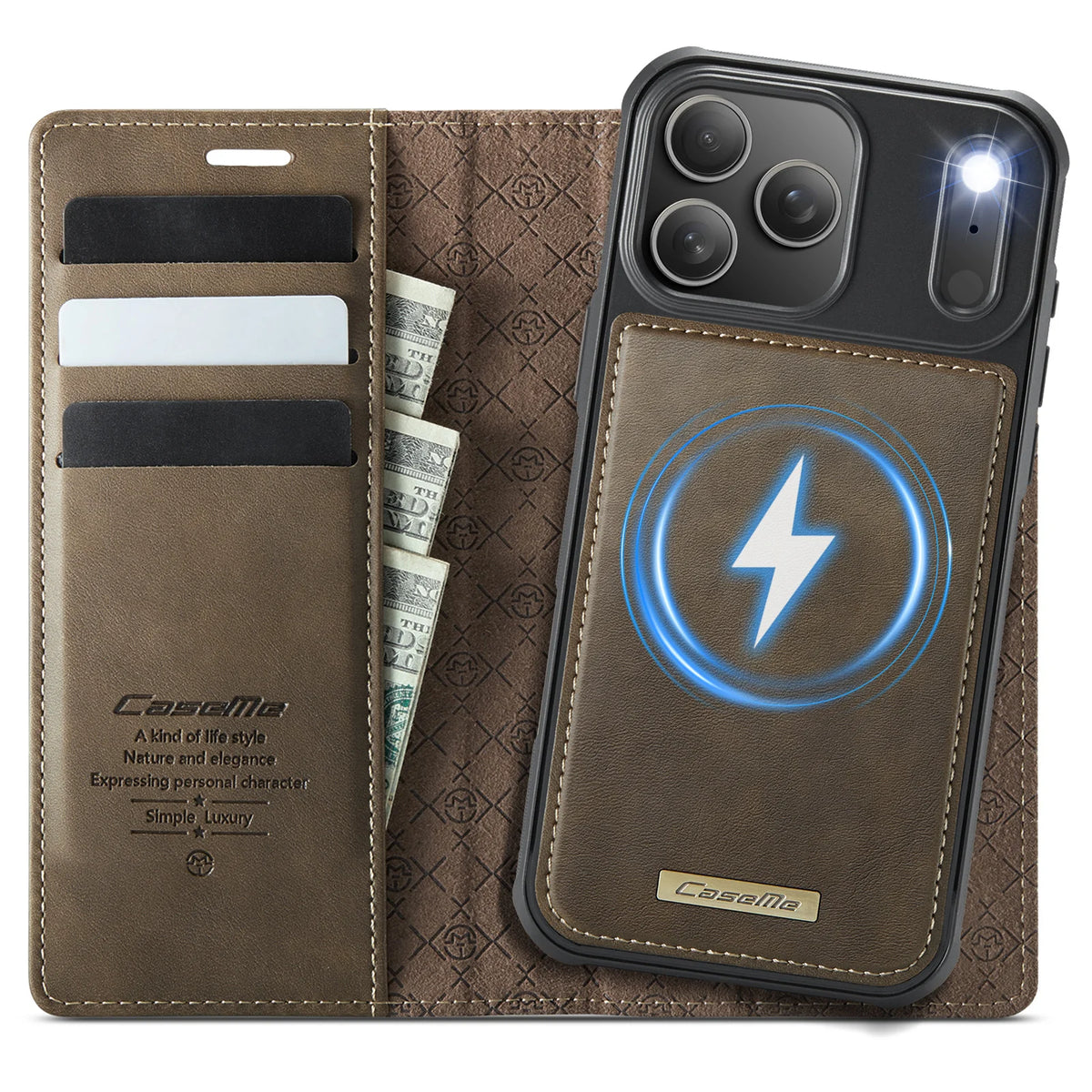 Leather Magnetic Flip Wallet Case with Kickstand for iPhone 18 Series