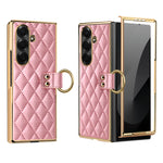 Diamond Grid Leather Magnetic Case with Ring Holder for Samsung Galaxy Z Fold 8 Ultra