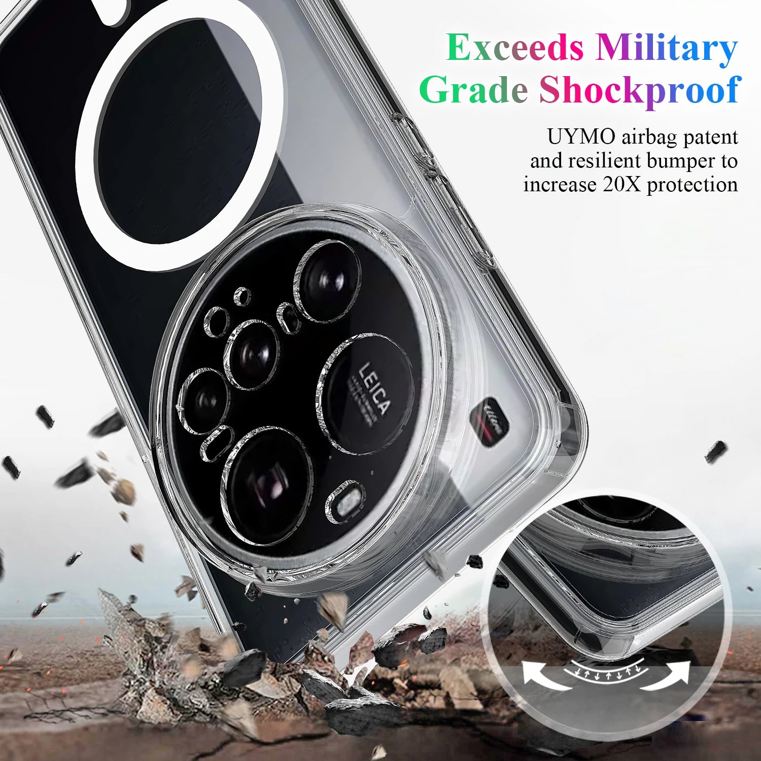Shockproof Clear Magnetic Case for Xiaomi 15 Ultra