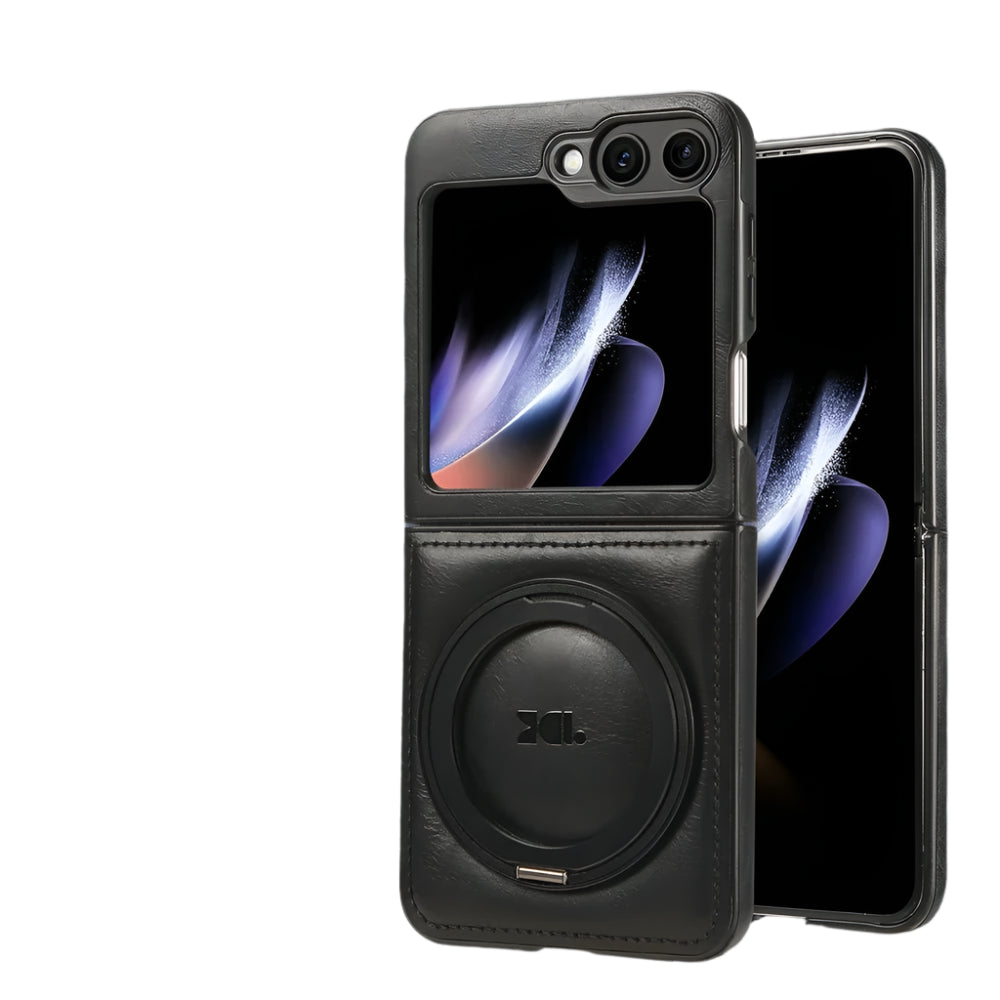 Samsung Galaxy Z Flip 6 Leather Magnetic Phone Case with Ring Holder