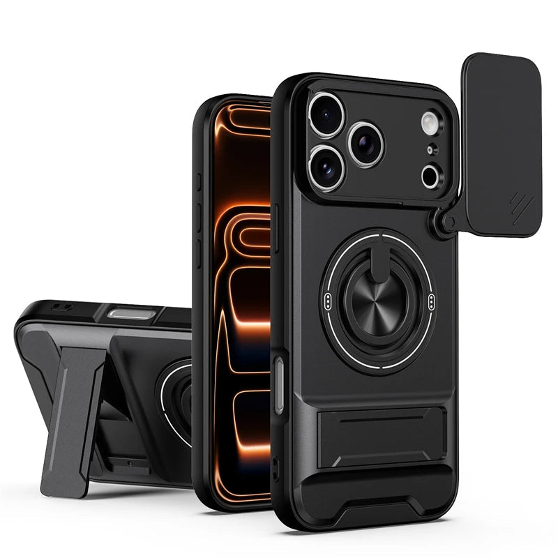 iPhone 17 Series MagSafe Case with Sliding Lens Cover and Stand