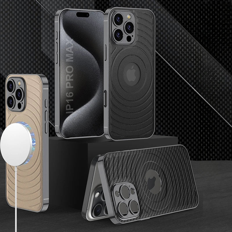 Luxury Electroplated Leather Case for iPhone 16 Series