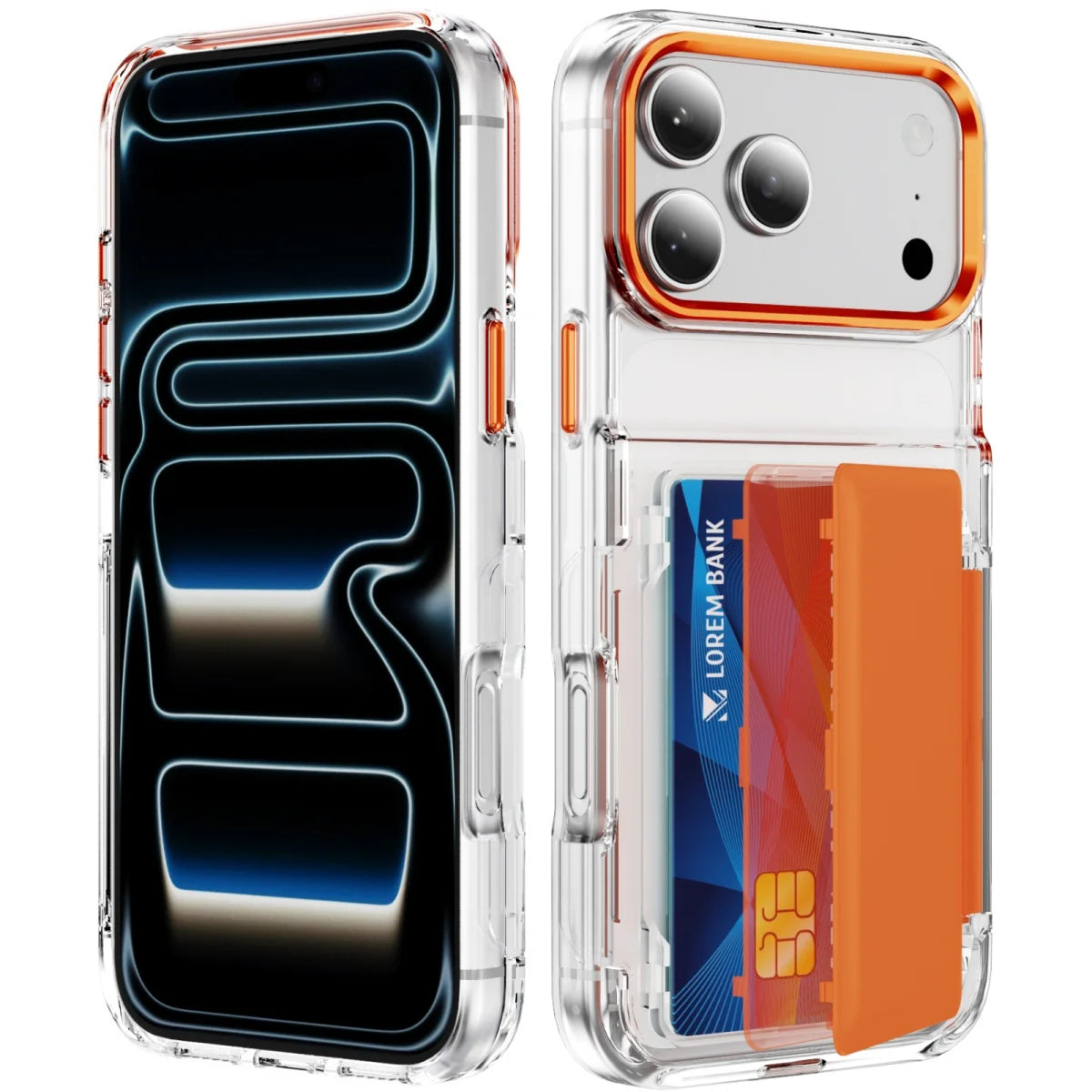 Transparent 2-Card Sliding Wallet Case with Raised Edges for iPhone 18 Series