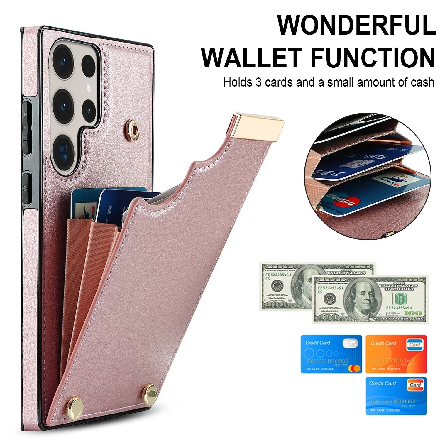 Premium PU Leather Wallet Case with Card Slot for Samsung Galaxy S24 Series