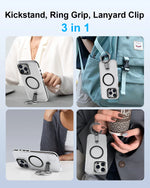 Shockproof Clear MagSafe Case with 360° Ring Stand for iPhone 16 Pro & iPhone 16 Pro Max