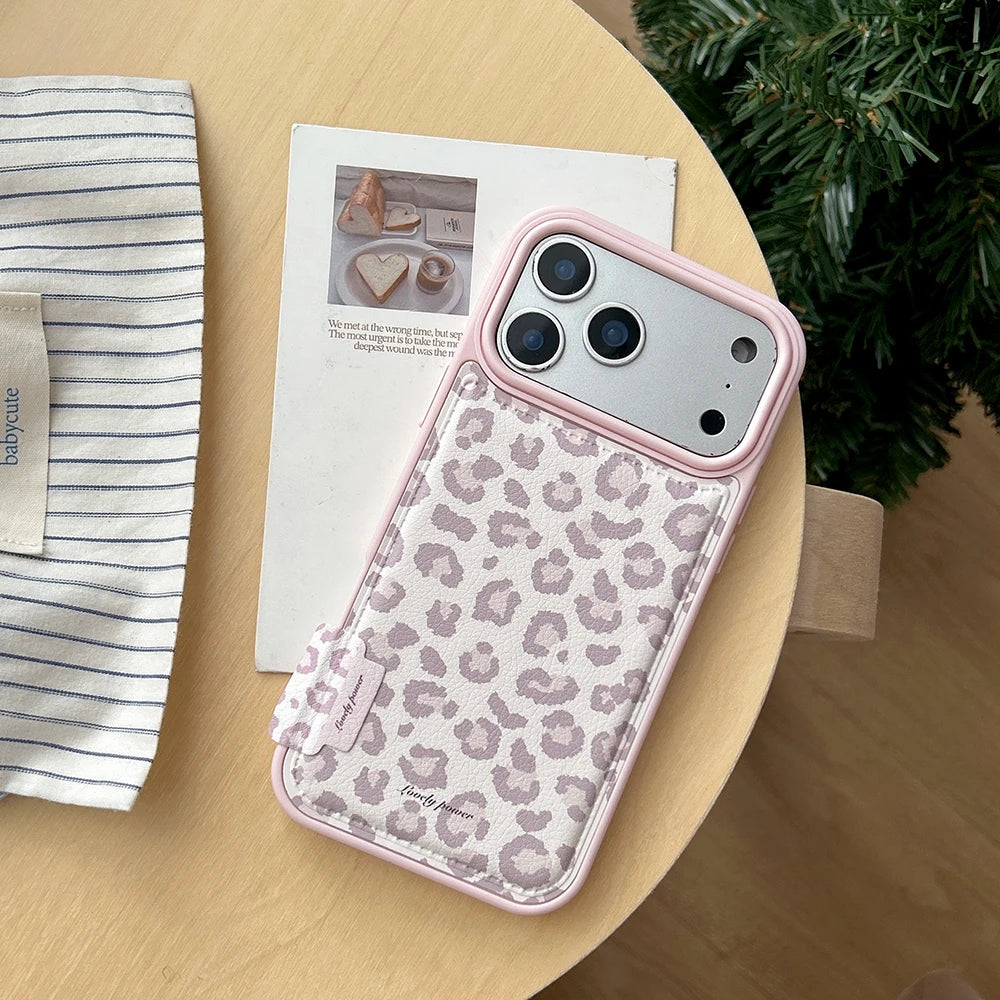 Cute Leopard Pattern Leather Protective Phone Case for iPhone 17 Series