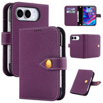 Pebbled Leather Kickstand Flip Wallet Case with MagSafe for iPhone Duo