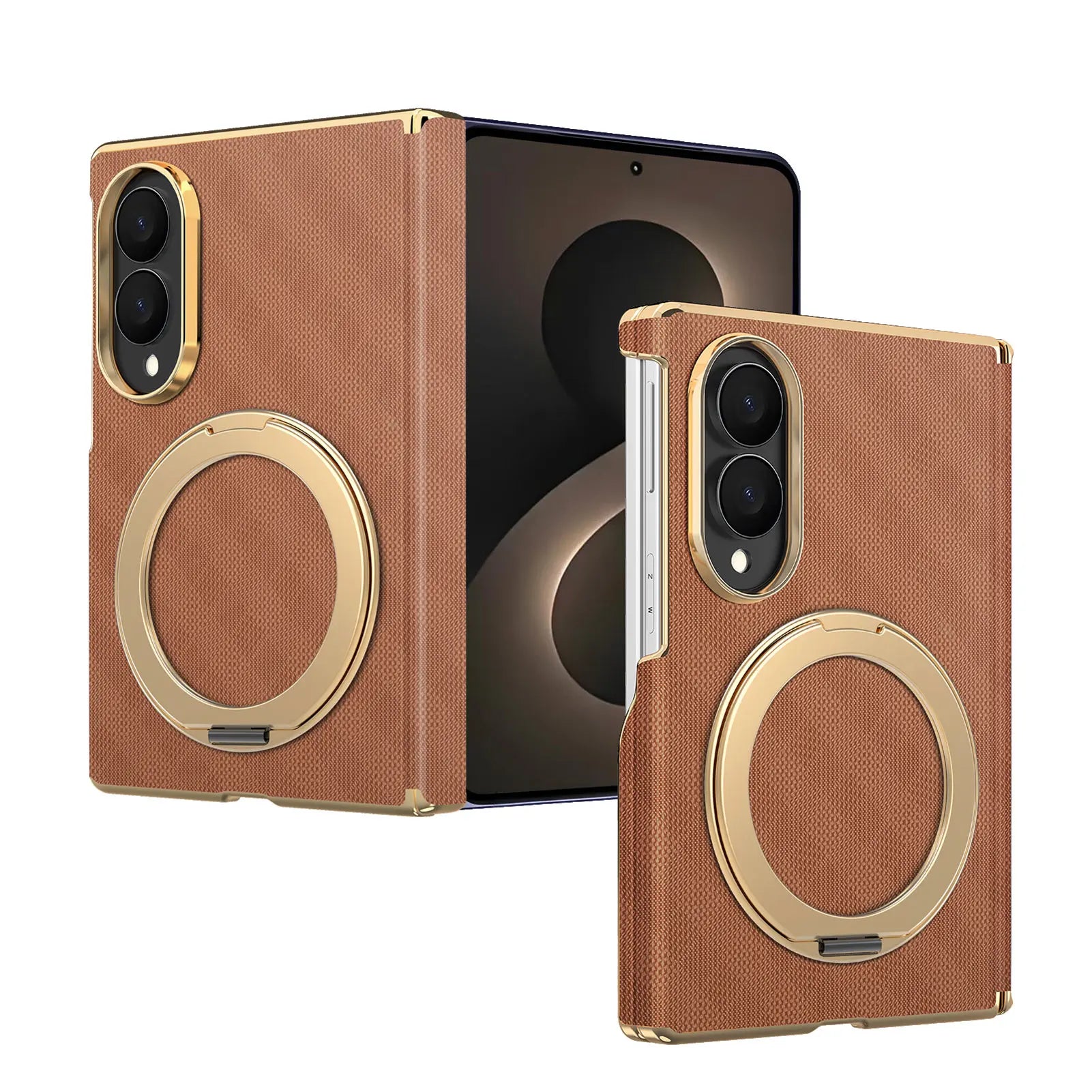 Luxury Textured Magnetic Leather Case with Kickstand for Samsung Galaxy Z Fold 8