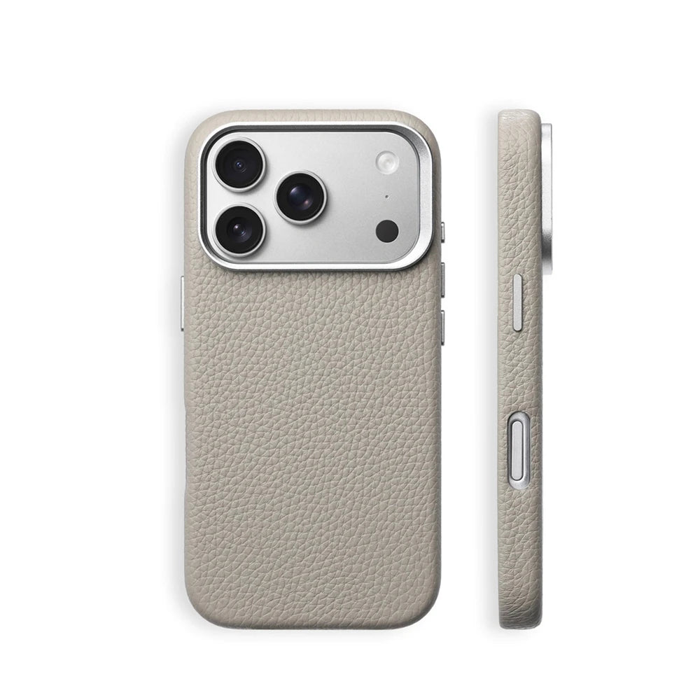 Luxury Lychee Texture PU Leather Case with Alloy Lens Frame for iPhone 17 Series