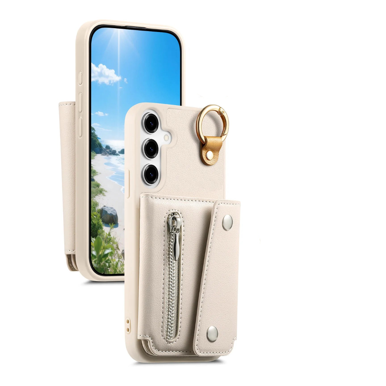 Zipper Wallet Leather Case with Ring Holder for Samsung Galaxy A56