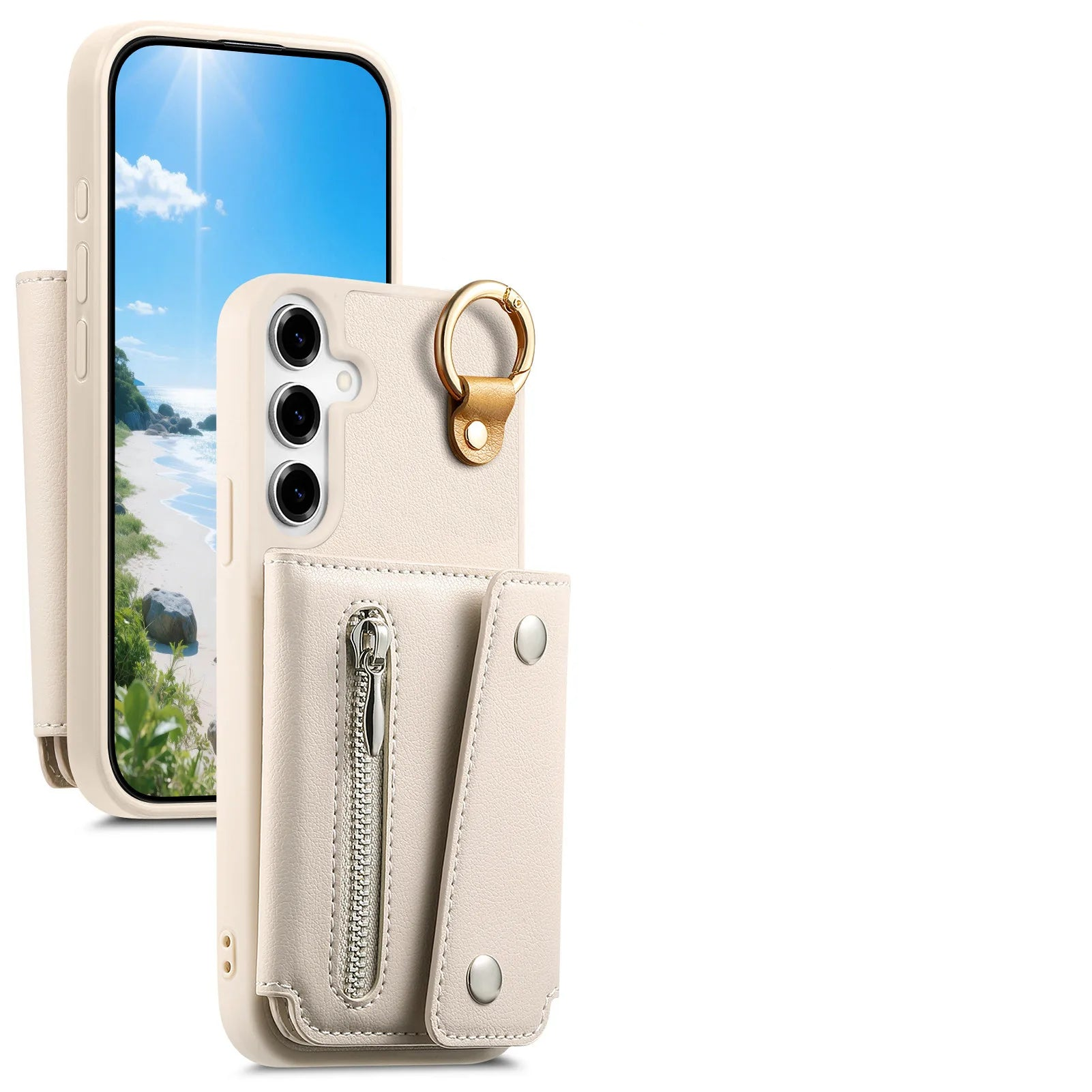 Zipper Wallet Leather Case with Ring Holder for Samsung Galaxy A36