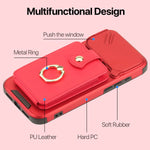 4-Card Wallet Case with Sliding Camera Cover and Ring Stand for iPhone 17 Series