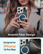 Carbon Fiber Textured Magnetic Case with Kickstand for iPhone 16 Pro and iPhone 16 Pro Max