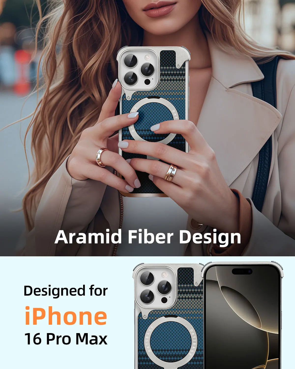 Carbon Fiber Textured Magnetic Case with Kickstand for iPhone 16 Pro and iPhone 16 Pro Max