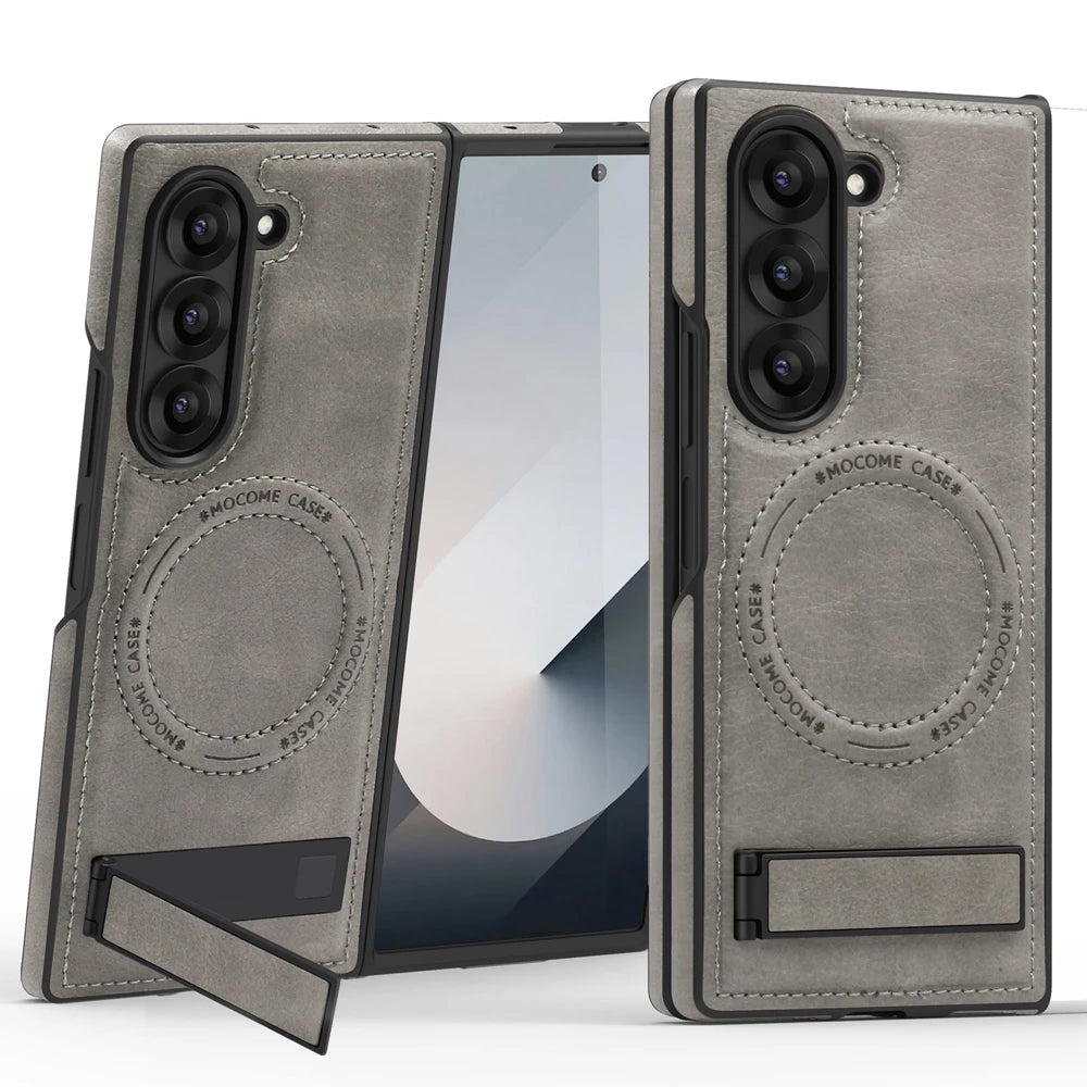 Samsung Galaxy Z Fold 6 PU Leather Magnetic Case with Kickstand