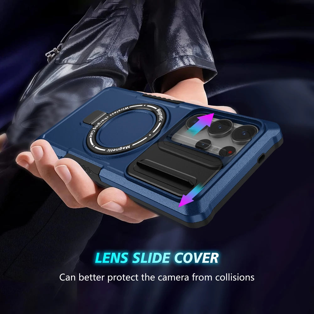 Shockproof Magnetic Case Ring with Camera Protection Cover for Samsung Galaxy S25 Ultra