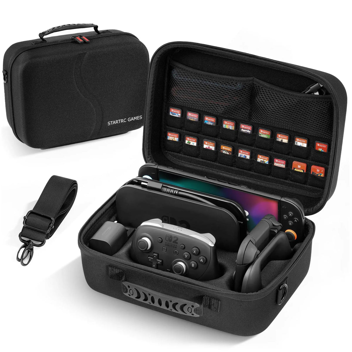 Hard Shell Travel Case With 24-28 Game Card Pockets for Nintendo Switch 2