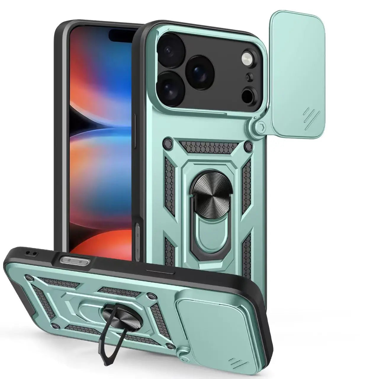 Shockproof Armor Case with Sliding Lens Cover for iPhone 17 Series