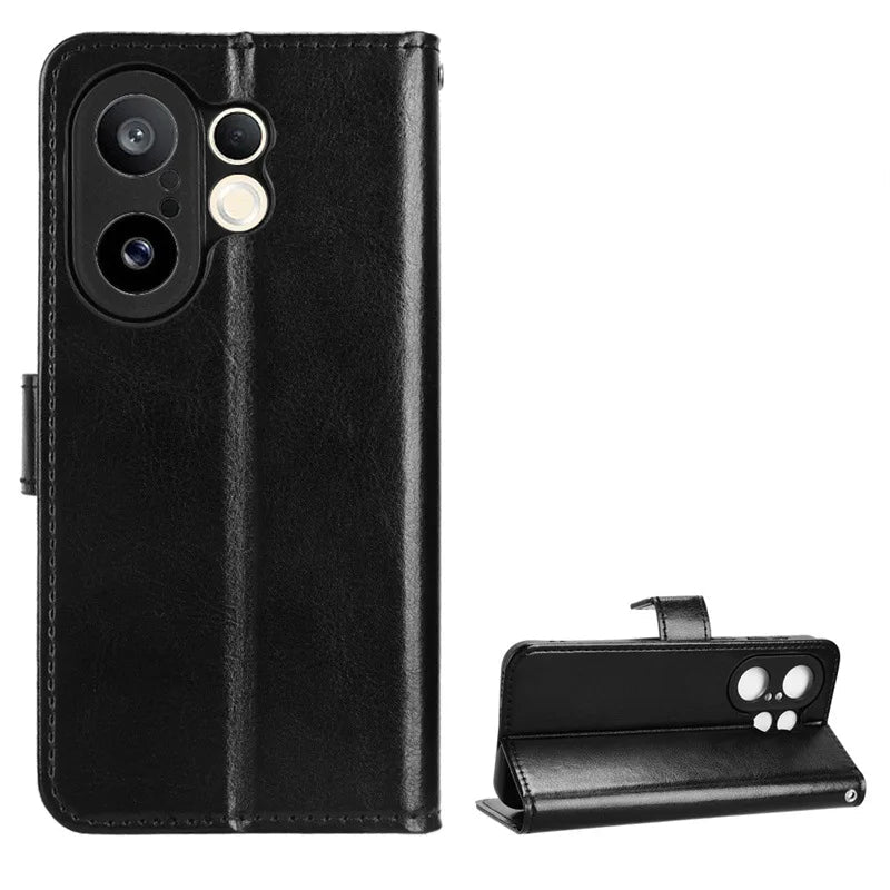 Plain Leather Flip Case with Card Slot & Kickstand for Vivo X200 FE