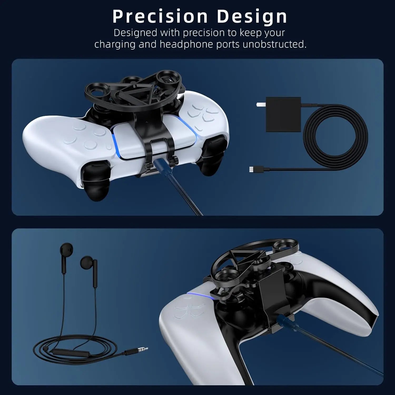 Racing Game Steering Wheel Attachment for PlayStation 5 Controller