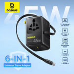 Baseus 45W GaN Travel Charger with Retractable USB Cable