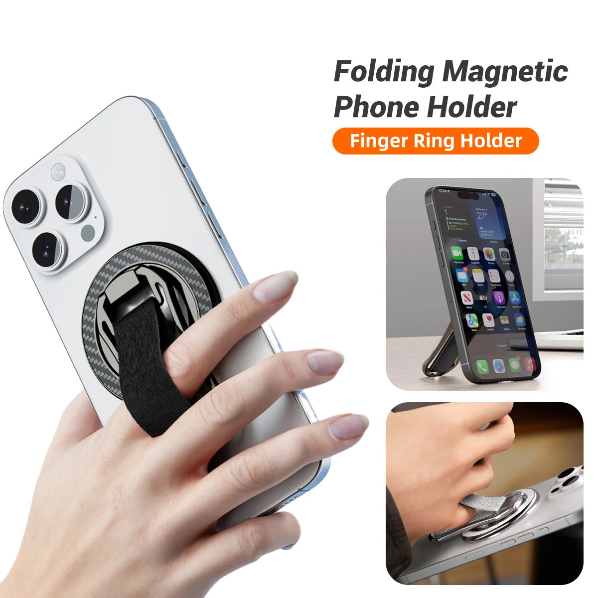 Carbon Fiber Pattern Magnetic Ring Phone Stand