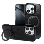 Premium Genuine Leather Case with Foldable Stand for iPhone 16 Series