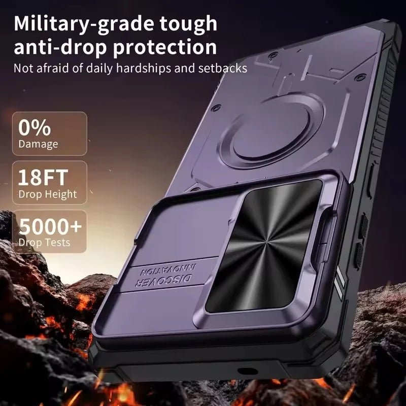 Military-Grade Shockproof Case with Slide Window Camera Cover for Samsung Galaxy S26 Ultra