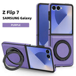 Samsung Galaxy Z Flip 7 Premium Leather Magnetic Case with Ring Holder