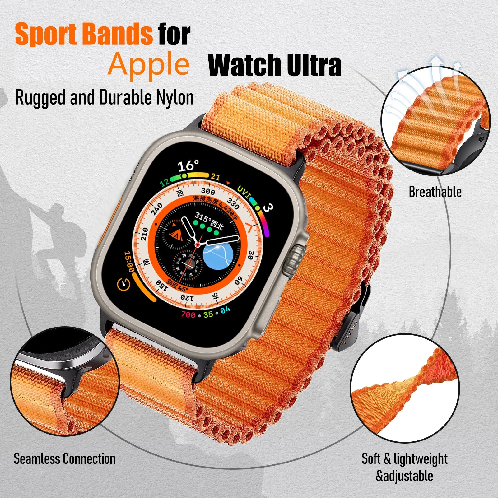 Alpine Loop Style Nylon Band for Apple Watch