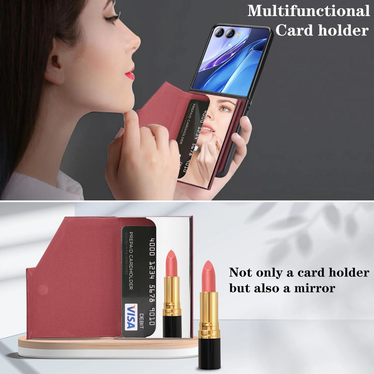 Textured Leather 8-Card Magnetic Wallet with Integrated Folding Stand for Samsung Galaxy Z Flip 8