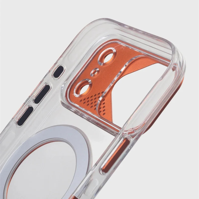 Shockproof Clear MagSafe Case with 360° Ring Stand for iPhone 17 Pro and 17 Pro Max