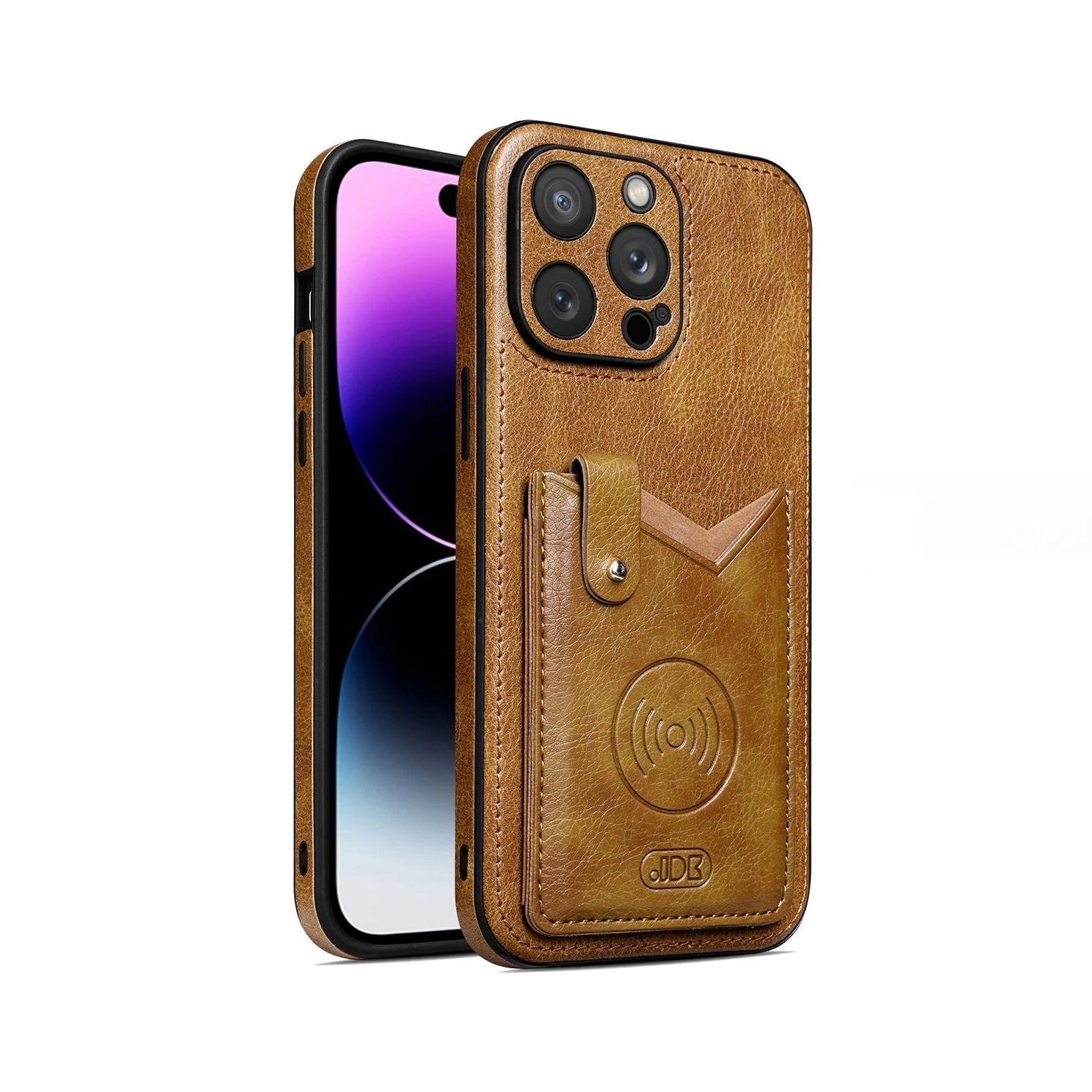 Shockproof Leather Wallet Case with Kickstand for iPhone 15 Series